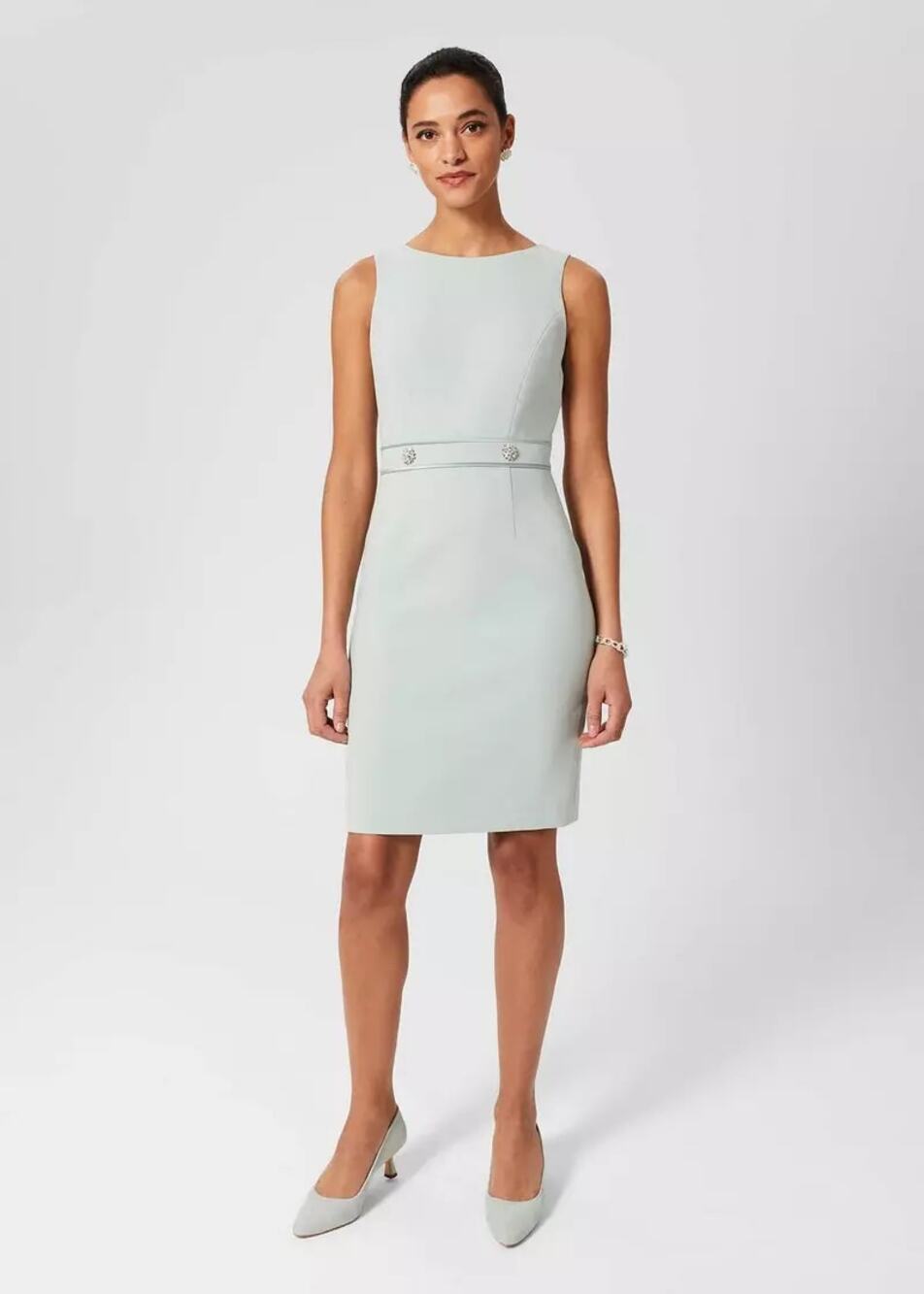 Hobbs 8 Shift Dress Sheath Knee Length Mint Green Wedding guest Business casual